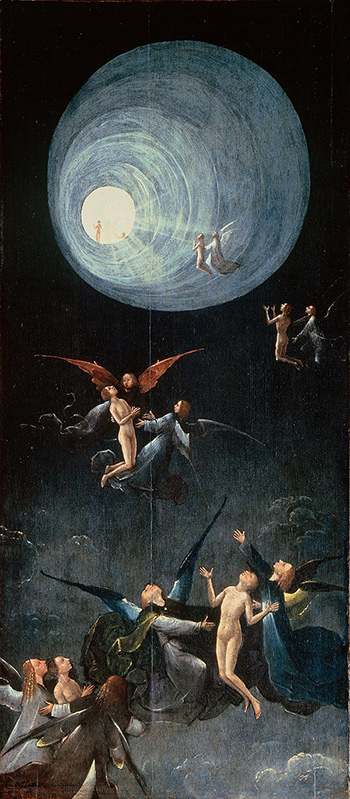 Ascent of the Blessed" by Hieronymus Bosch. Remember the tunnel? 